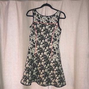 NWT Banana Republic size 2 a-line dress.   Black and cream with hot pink.